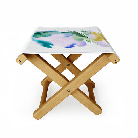 Ninola Design Natural Haze Abstract Landscape Lilac Green Folding Stool