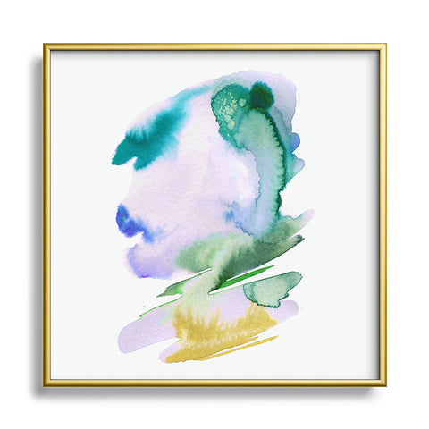 Ninola Design Natural Haze Abstract Landscape Lilac Green Square Metal Framed Art Print