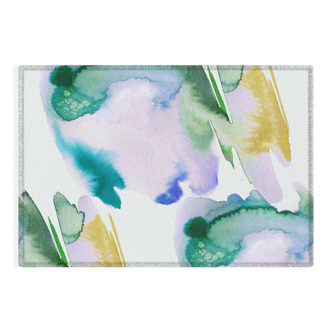 Ninola Design Natural Haze Abstract Landscape Lilac Green Outdoor Rug