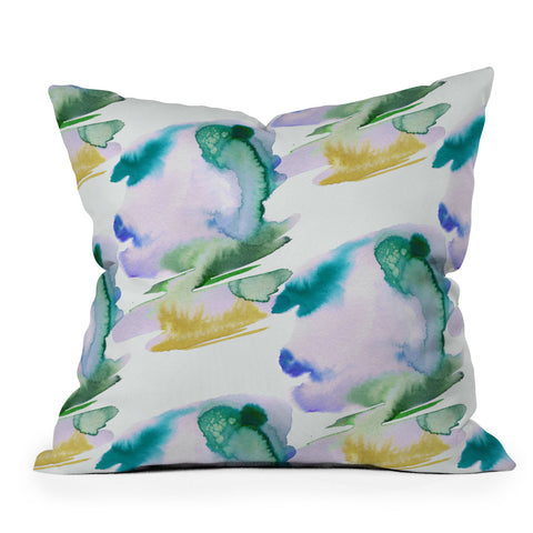 Ninola Design Natural Haze Abstract Landscape Lilac Green Outdoor Throw Pillow