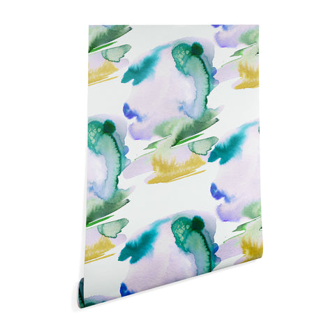 Ninola Design Natural Haze Abstract Landscape Lilac Green Wallpaper