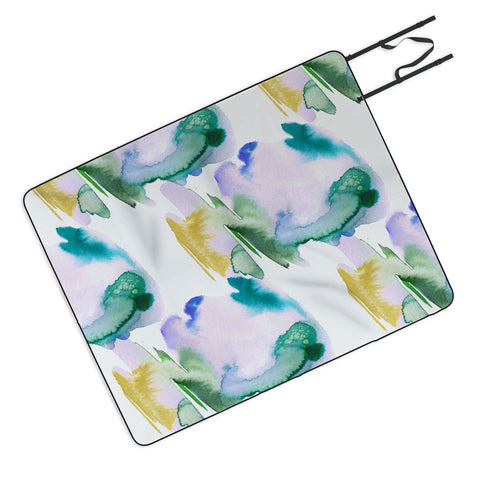 Ninola Design Natural Haze Abstract Landscape Lilac Green Picnic Blanket