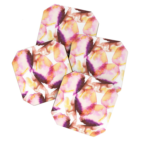 Ninola Design Natural Haze Abstract Landscape Summer Sunset Coaster Set