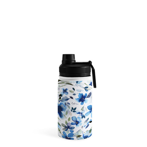 Ninola Design Natural Haze Aquatic Summer Flowers Cobalt Water Bottle