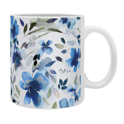 Ninola Design Natural Haze Aquatic Summer Flowers Cobalt Coffee Mug