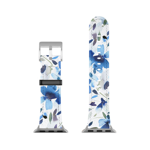 Ninola Design Natural Haze Aquatic Summer Flowers Cobalt Apple Watch Band