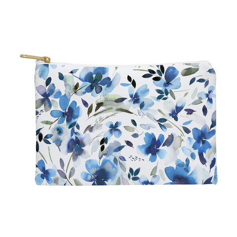 Ninola Design Natural Haze Aquatic Summer Flowers Cobalt Pouch