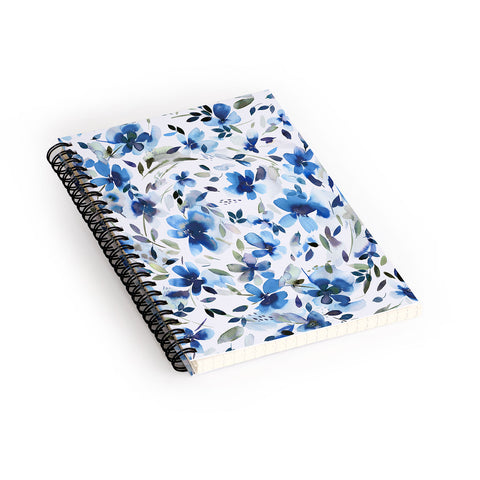 Ninola Design Natural Haze Aquatic Summer Flowers Cobalt Spiral Notebook