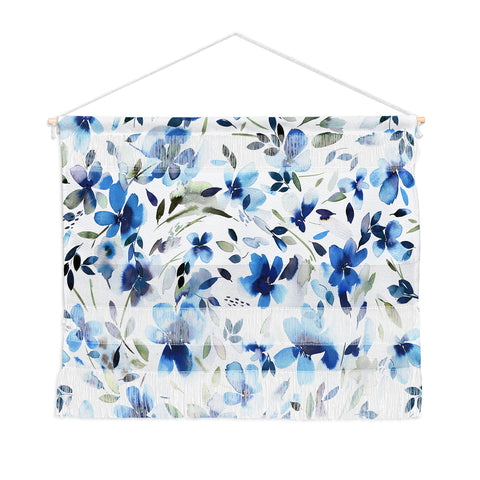 Ninola Design Natural Haze Aquatic Summer Flowers Cobalt Wall Hanging Landscape