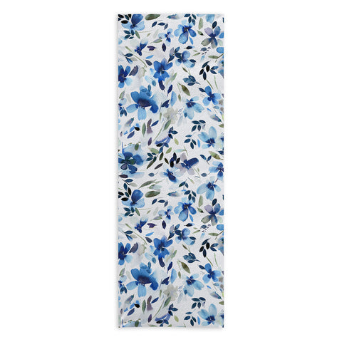 Ninola Design Natural Haze Aquatic Summer Flowers Cobalt Yoga Towel