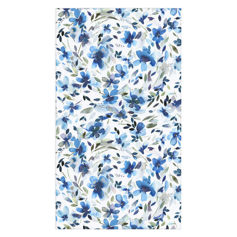 Ninola Design Natural Haze Aquatic Summer Flowers Cobalt Tablecloth