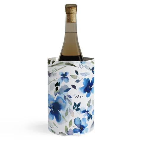 Ninola Design Natural Haze Aquatic Summer Flowers Cobalt Wine Chiller