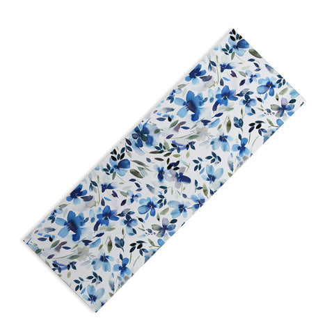 Ninola Design Natural Haze Aquatic Summer Flowers Cobalt Yoga Mat
