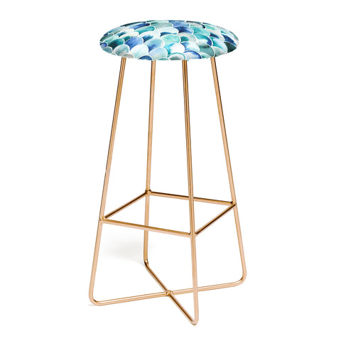 Ninola Design Natural Haze Art Deco Scales Blue Bar Stool