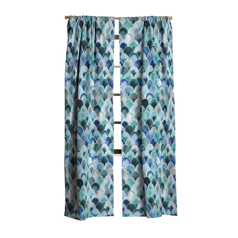 Ninola Design Natural Haze Art Deco Scales Blue Blackout Non Repeat