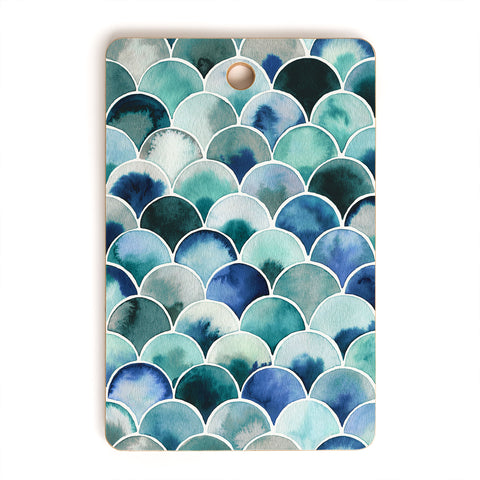 Ninola Design Natural Haze Art Deco Scales Blue Cutting Board Rectangle