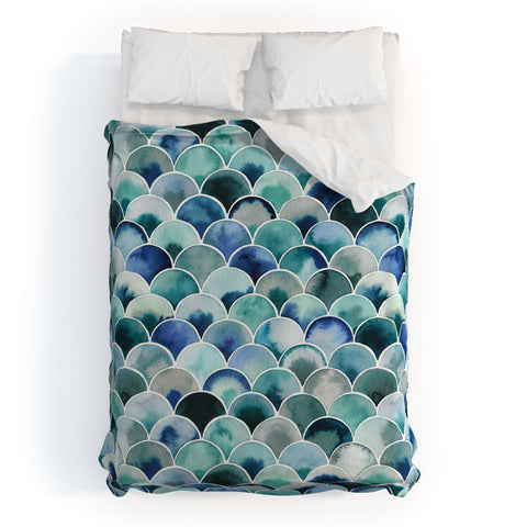 Ninola Design Natural Haze Art Deco Scales Blue Duvet Cover