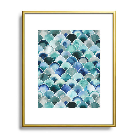 Ninola Design Natural Haze Art Deco Scales Blue Metal Framed Art Print