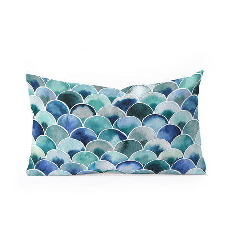 Ninola Design Natural Haze Art Deco Scales Blue Oblong Throw Pillow