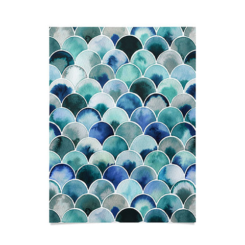 Ninola Design Natural Haze Art Deco Scales Blue Poster