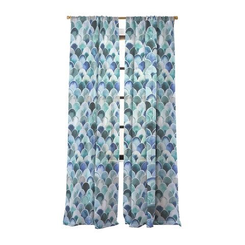 Ninola Design Natural Haze Art Deco Scales Blue Sheer Non Repeat