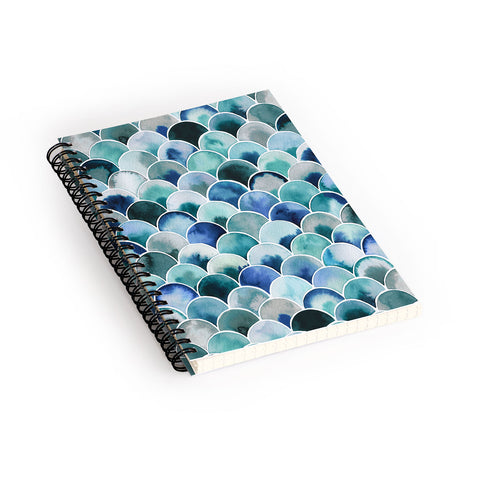 Ninola Design Natural Haze Art Deco Scales Blue Spiral Notebook