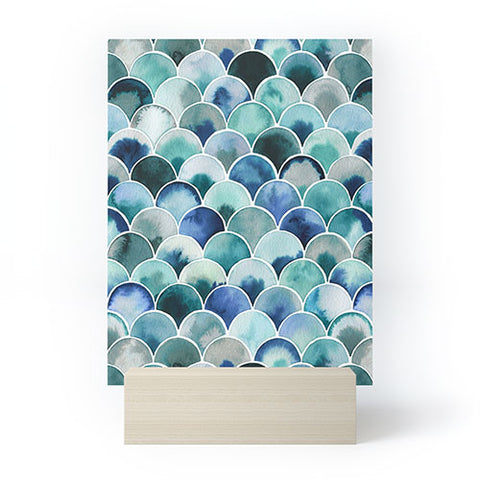 Ninola Design Natural Haze Art Deco Scales Blue Mini Art Print