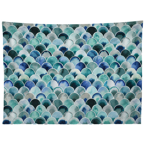 Ninola Design Natural Haze Art Deco Scales Blue Tapestry