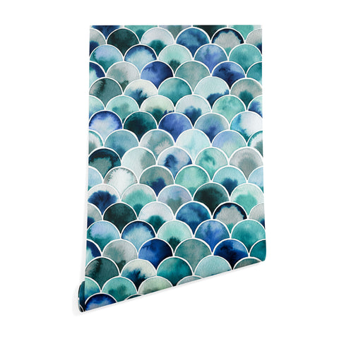 Ninola Design Natural Haze Art Deco Scales Blue Wallpaper