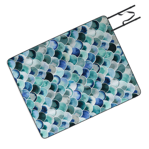 Ninola Design Natural Haze Art Deco Scales Blue Picnic Blanket