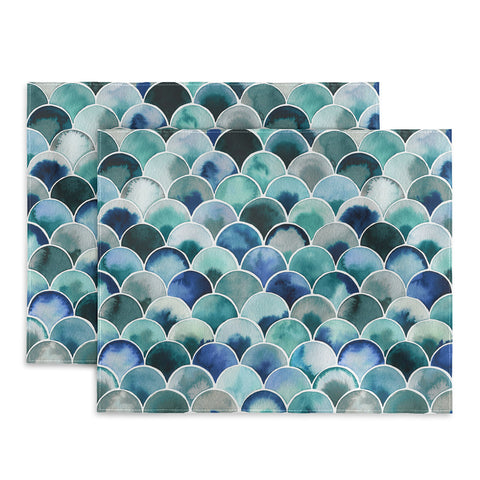 Ninola Design Natural Haze Art Deco Scales Blue Placemat