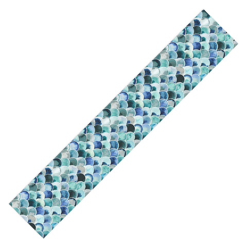 Ninola Design Natural Haze Art Deco Scales Blue Table Runner