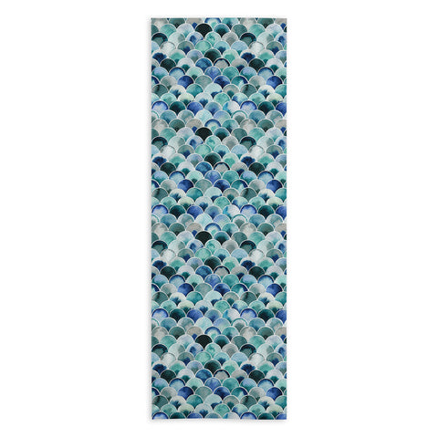 Ninola Design Natural Haze Art Deco Scales Blue Yoga Towel