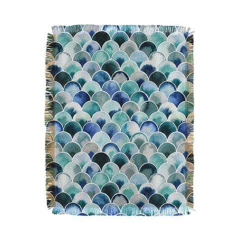 Ninola Design Natural Haze Art Deco Scales Blue Throw Blanket
