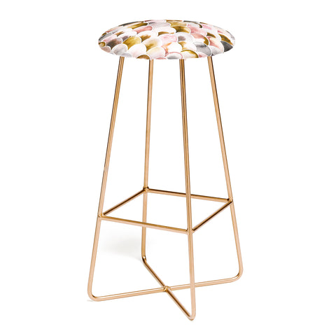 Ninola Design Natural Haze Art Deco Scales Pink Gold Bar Stool