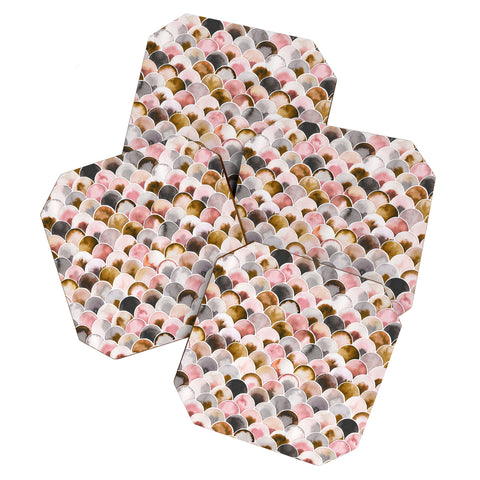 Ninola Design Natural Haze Art Deco Scales Pink Gold Coaster Set