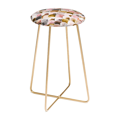 Ninola Design Natural Haze Art Deco Scales Pink Gold Counter Stool