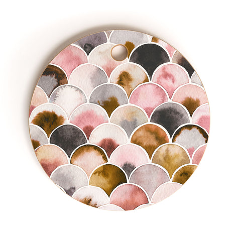 Ninola Design Natural Haze Art Deco Scales Pink Gold Cutting Board Round