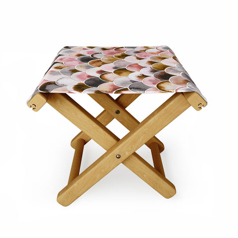 Ninola Design Natural Haze Art Deco Scales Pink Gold Folding Stool