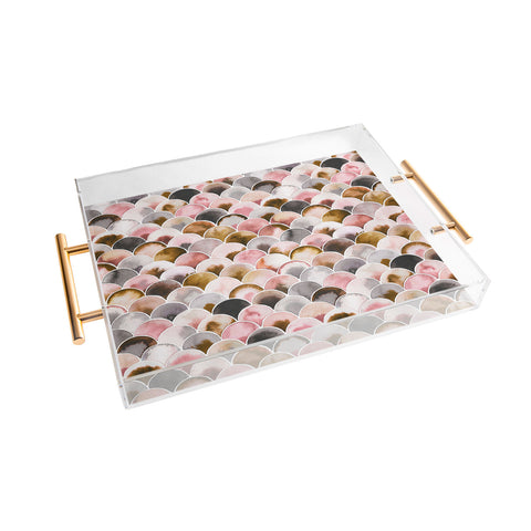 Ninola Design Natural Haze Art Deco Scales Pink Gold Acrylic Tray