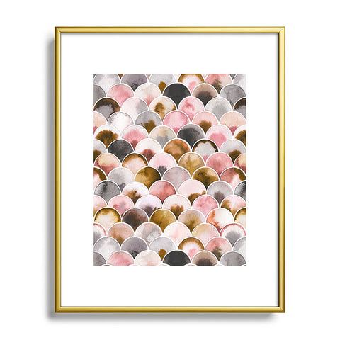 Ninola Design Natural Haze Art Deco Scales Pink Gold Metal Framed Art Print