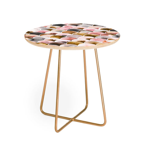 Ninola Design Natural Haze Art Deco Scales Pink Gold Round Side Table