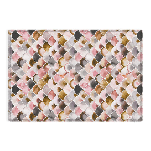 Ninola Design Natural Haze Art Deco Scales Pink Gold Outdoor Rug
