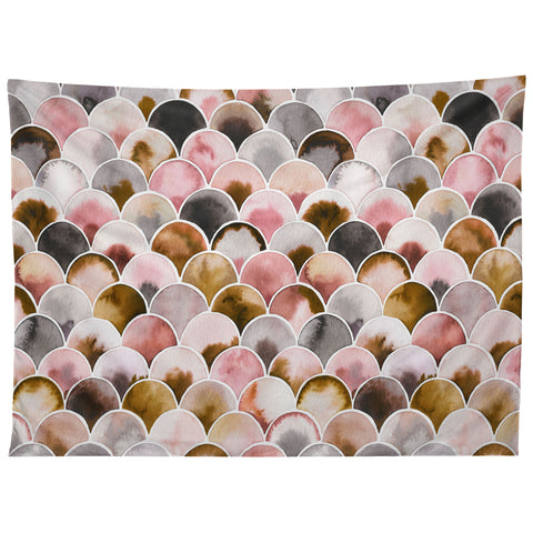 Ninola Design Natural Haze Art Deco Scales Pink Gold Tapestry