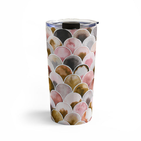 Ninola Design Natural Haze Art Deco Scales Pink Gold Travel Mug