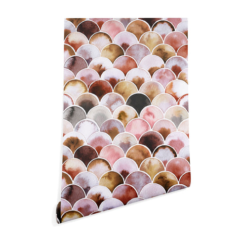 Ninola Design Natural Haze Art Deco Scales Pink Gold Wallpaper