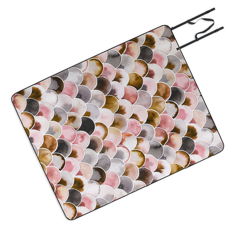 Ninola Design Natural Haze Art Deco Scales Pink Gold Picnic Blanket