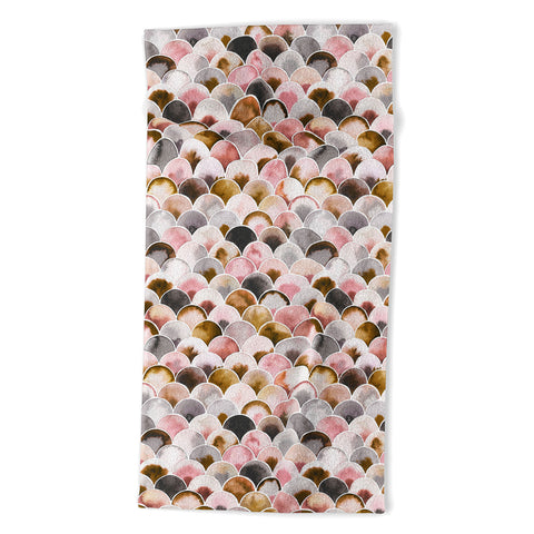 Ninola Design Natural Haze Art Deco Scales Pink Gold Beach Towel
