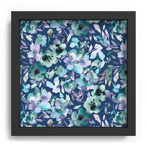 Ninola Design Natural Haze Artistic Summer Floral Blue Recessed Framing Square
