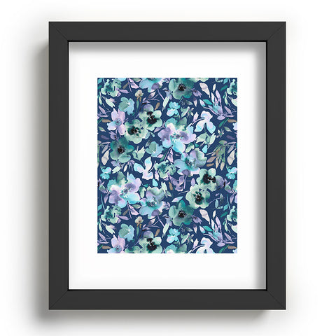 Ninola Design Natural Haze Artistic Summer Floral Blue Recessed Framing Rectangle